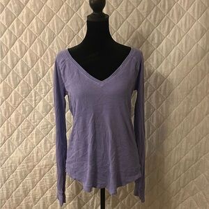 PINK Victoria's Secret Purple Long Sleeve V Neck Top